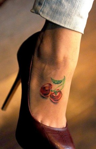 Cherry Tattoo On Foot