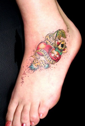 Cherry Tattoo On Ankle
