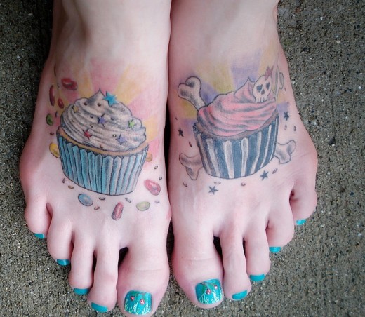 Cupcakes Tattoo On Feet
