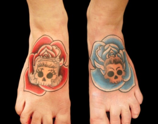 Skulls Tattoo On Feet