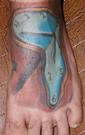 Dali Clock Tattoo On Foot