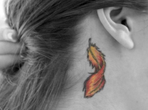 Feather Tattoo Behind Ear