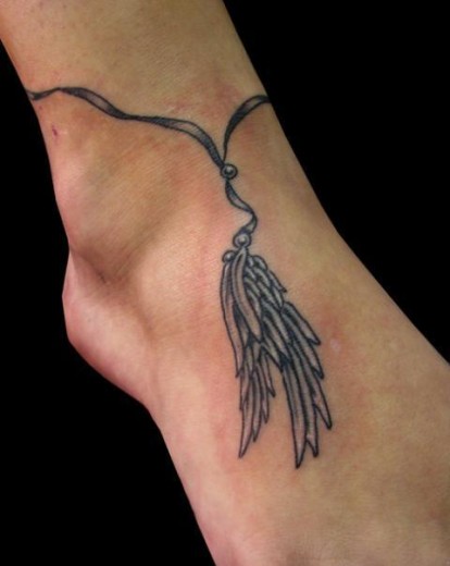 Feather Tattoo on Foot