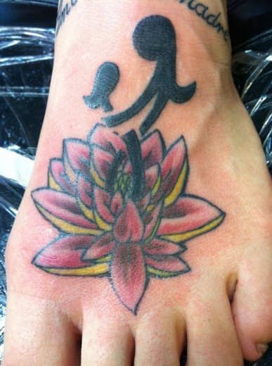 Lotus Flower Tattoo on Foot