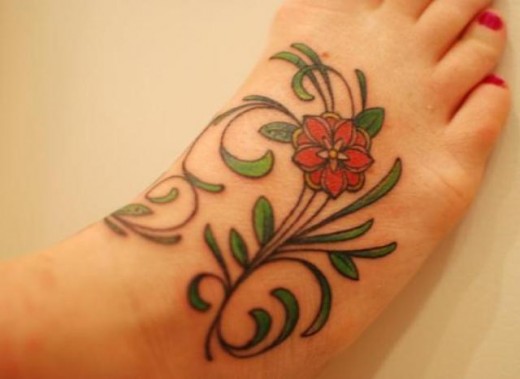 Flower Vine Tattoo On Foot