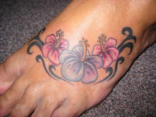 Flowers Tattoo On Foot