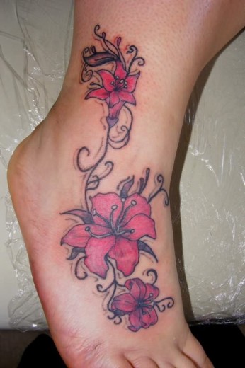 Flowers Tattoo On Ankle & Foot