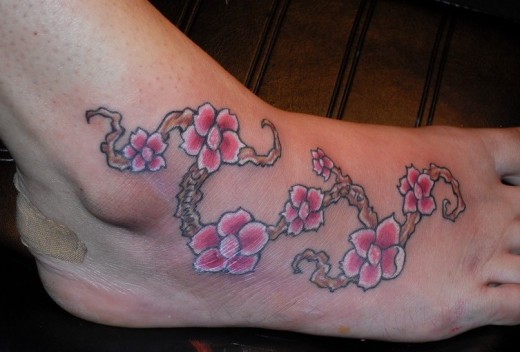 Blossoms Tattoo On Foot
