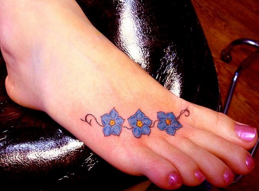 Flowers Tattoo On Foot