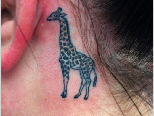 Giraffe Tattoo Behind Ear