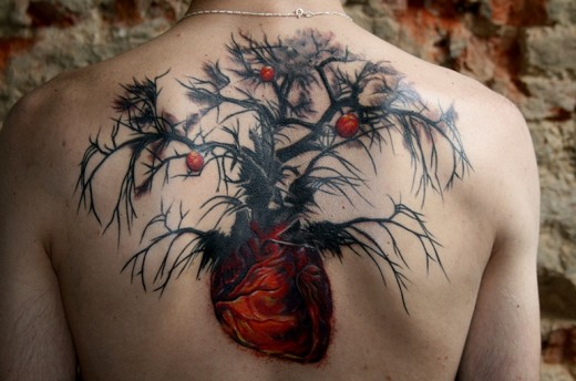 Heart Roots Tattoo On Back