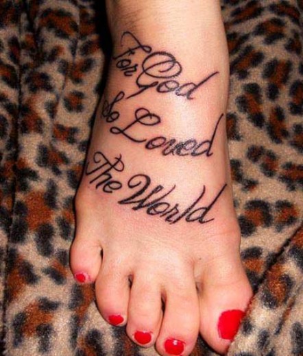 Lettering Tattoo On Foot