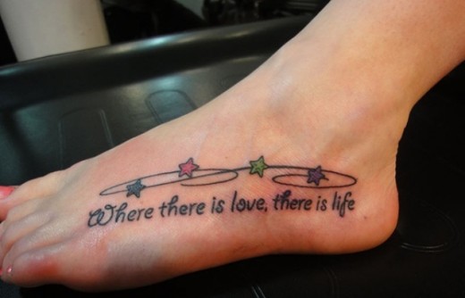 Life Quote Tattoo On Foot