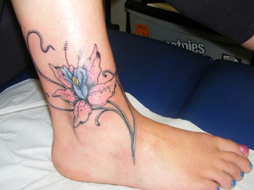 Lilly Tattoo On Ankle 