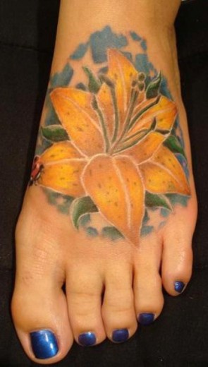 Lily Tattoo On Foot