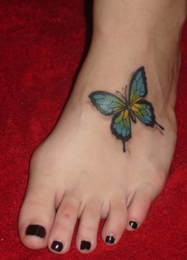 Little Butterfly Tattoo On Foot