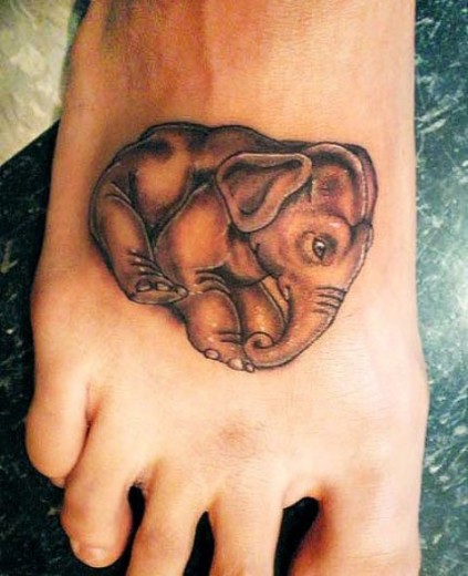 Little Elephant Tattoo On Foot