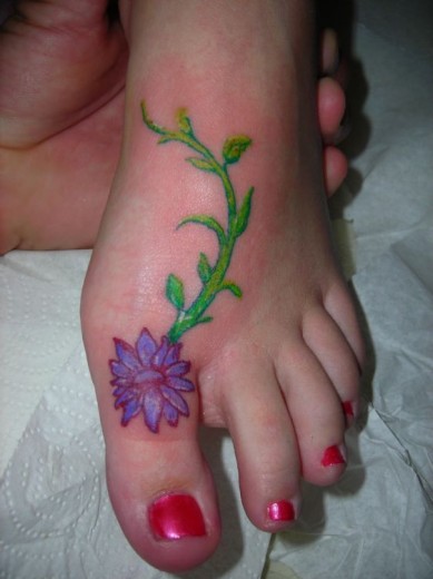 Little Flower Tattoo On Foot