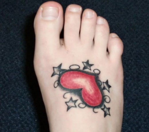 Heart Tattoo On Foot