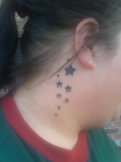 Little Stars Tattoo Behind Ear