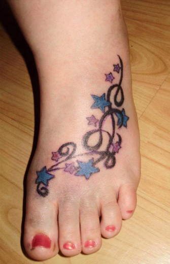Stars Tattoo On Foot
