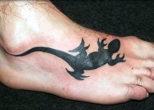 Lizard Tattoo On Foot