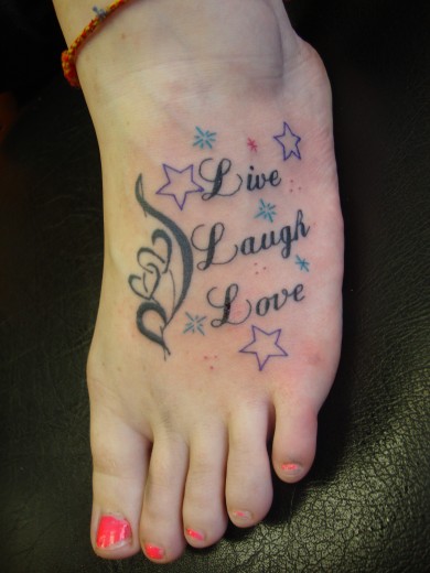 Love Life Tattoo On Foot