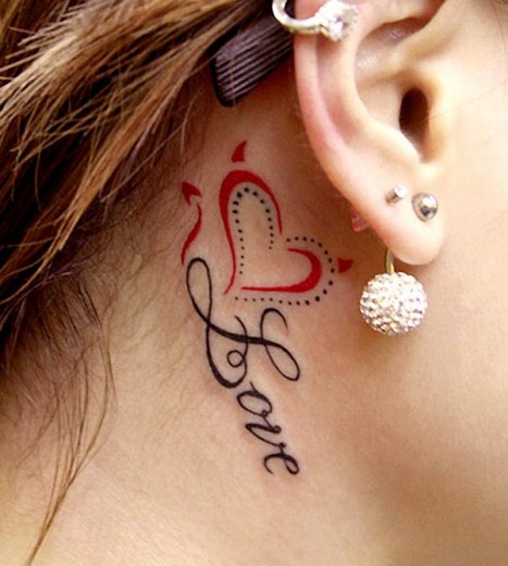 Love Tattoo Behind Ear