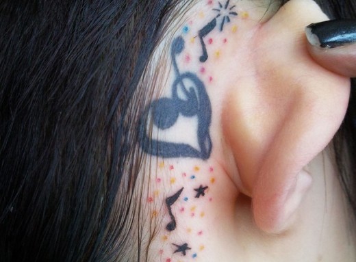 Music Tattoo Behind Ear