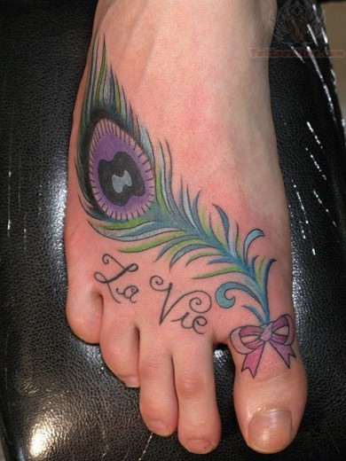 Feather Tattoo On Foot