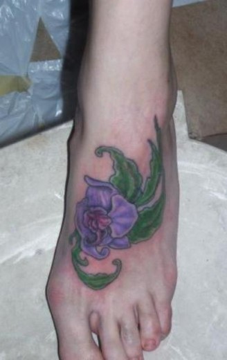 Orchid Tattoo On Foot