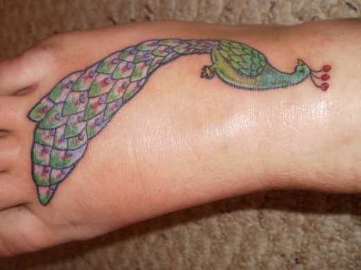 Peacock Tattoo On Foot