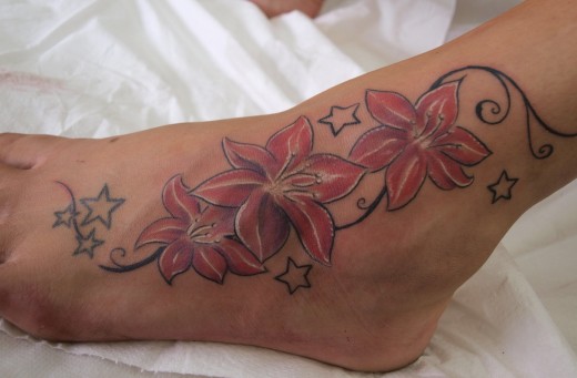 Flowers Tattoo On Ankle
