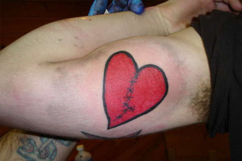 Red Heart Tattoo On Shoulder