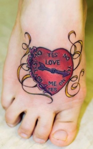 Red Heart Tattoo On Foot