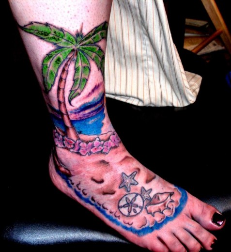 Tree & Water Tattoo Pn Ankle & Foot
