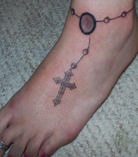 Cross Tattoo On Foot