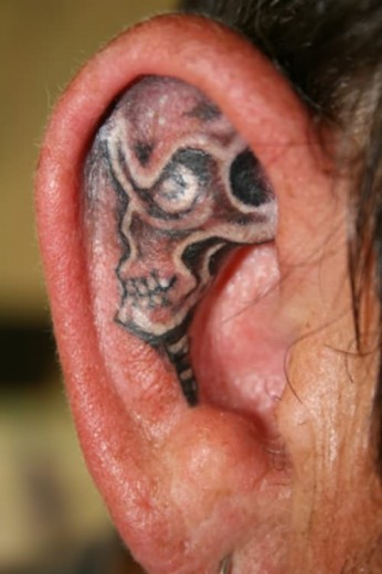 Skull Tattoo On Ear