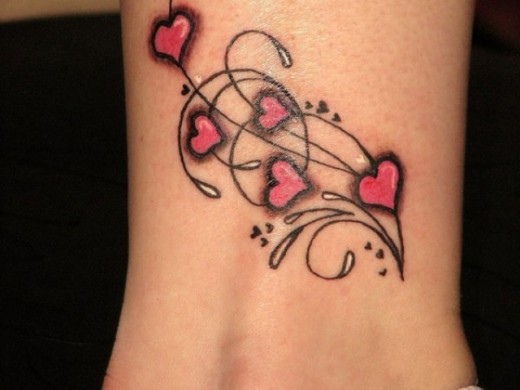 Small Hearts Tattoo On Ankle