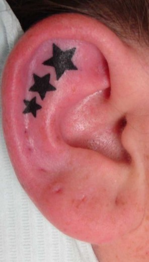 Stars Tattoo On Ear