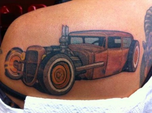 1Traditional Car Tattoo On Back