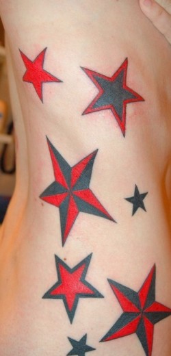 Beautiful Stars Tattoo On Rib