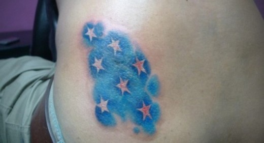 Blue Stars Tattoo On Waist