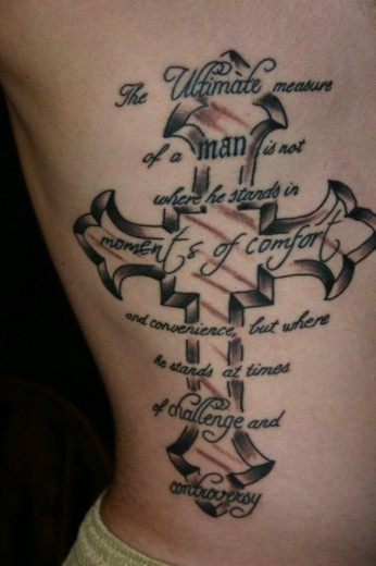 Cross Tattoo on Rib