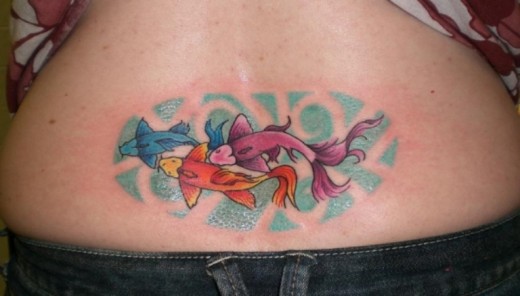 Fishes Tattoo On Waist