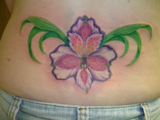 Flower Tattoo On Waist 