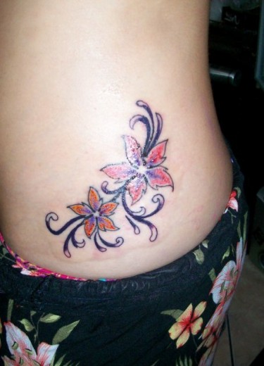 Flowers Tattoo On Waist