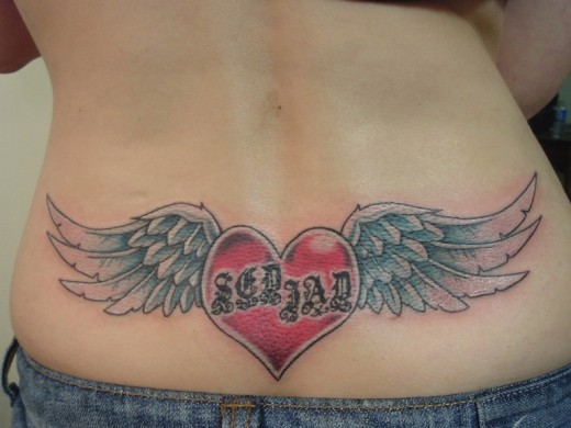 Heart Wings Tattoo On Waist