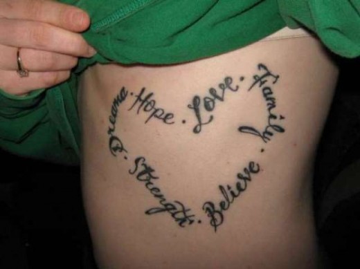 Love Quote Tattoo On Rib