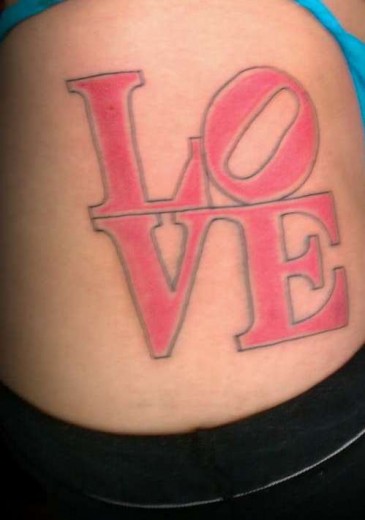 Love Tattoo On Rib